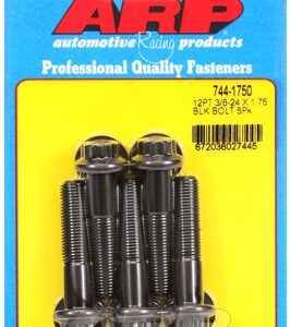 "3/8"" 24 x 1.750 12pt 7/16 wrenching black oxide bolts"5pcs