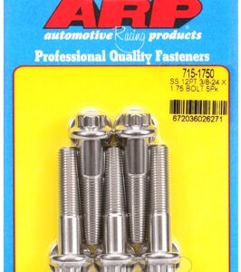 "3/8"" 24 x 1.750 12pt 7/16 wrenching ss bolts" (5pcs)