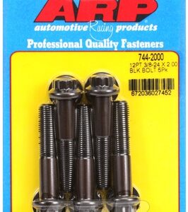 "3/8"" 24 x 2.000 12pt 7/16 wrenching black oxide bolts"5pcs