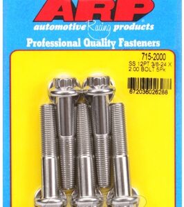 "3/8"" 24 x 2.000 12pt 7/16 wrenching ss bolts" (5pcs)