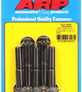 "3/8"" 24 x 2.000 12pt black oxide bolts" (5pcs)