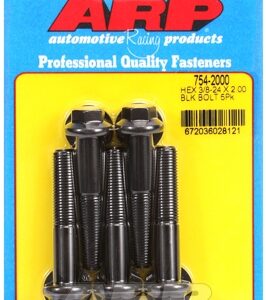 "3/8"" 24 x 2.000 hex 7/16 wrenching black oxide bolts" 5pcs