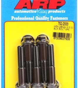 "3/8"" 24 x 2.000 hex black oxide bolts" (5pcs)
