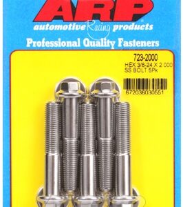 "3/8"" 24 x 2.000 hex ss bolts" (5pcs)
