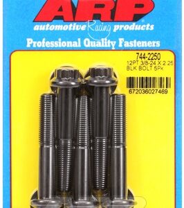 "3/8"" 24 x 2.250 12pt 7/16 wrenching black oxide bolts"5pcs