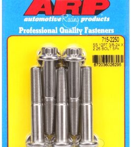 "3/8"" 24 x 2.250 12pt 7/16 wrenching ss bolts" (5pcs)