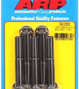 "3/8"" 24 x 2.500 12pt black oxide bolts" (5pcs)