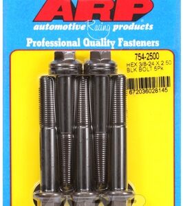 "3/8"" 24 x 2.500 hex 7/16 wrenching black oxide bolts" 5pcs