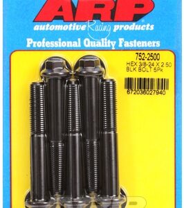 "3/8"" 24 x 2.500 hex black oxide bolts" (5pcs)