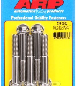 "3/8"" 24 x 2.500 hex ss bolts" (5pcs)