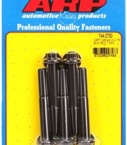 "3/8"" 24 x 2.750 12pt 7/16 wrenching black oxide bolts"5pcs