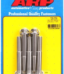 "3/8"" 24 x 2.750 hex 7/16 wrenching ss bolts" (5pcs)