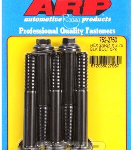 "3/8"" 24 x 2.750 hex black oxide bolts" (5pcs)