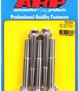"3/8"" 24 x 3.000 hex 7/16 wrenching ss bolts" (5pcs)