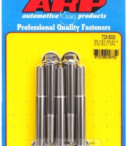 "3/8"" 24 x 3.000 hex ss bolts" (5pcs)