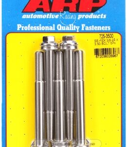 "3/8"" 24 x 3.500 hex 7/16 wrenching ss bolts" (5pcs)