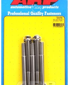 "3/8"" 24 x 3.750 hex 7/16 wrenching ss bolts" (5pcs)