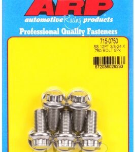 "3/8"" 24 x .750 12pt 7/16 wrenching ss bolts" (5pcs)