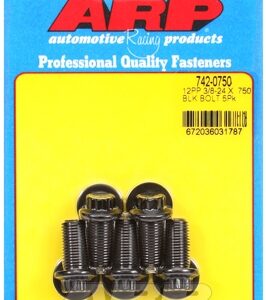 "3/8"" 24 x .750 12pt black oxide bolts" (5pcs)