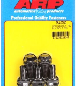 "3/8"" 24 x .750 hex 7/16 wrenching black oxide bolts" 5pcs