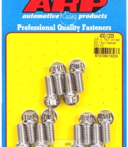 "3/8"" x .750 drilled ss 12pt header bolt kit"