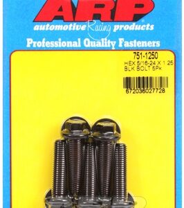 "5/16"" 24 x 1.250 hex black oxide bolts" (5pcs)