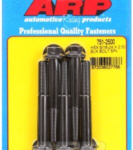"5/16"" 24 x 2.500 hex black oxide bolts" (5pcs)