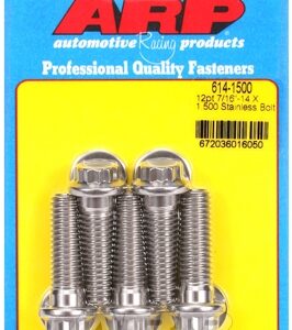 "7/16"" 14 x 1.500 12pt 1/2 wrenching ss bolts" (5pcs)