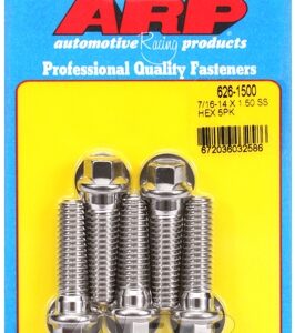 "7/16"" 14 x 1.500 hex ss bolts" (5pcs)