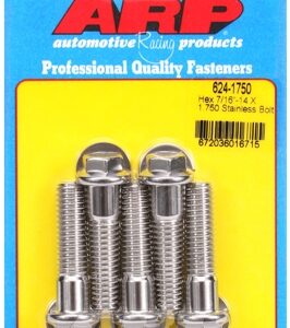 "7/16"" 14 x 1.750 hex 1/2 wrenching ss bolts" (5pcs)