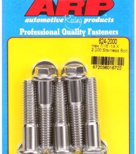 "7/16"" 14 x 2.000 hex 1/2 wrenching ss bolts" (5pcs)