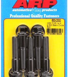 "7/16"" 14 x 2.000 hex black oxide bolts" (5pcs)