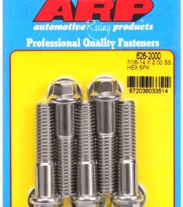 "7/16"" 14 x 2.000 hex ss bolts" (5pcs)