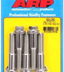 "7/16"" 14 x 2.250 hex 1/2 wrenching ss bolts" (5pcs)