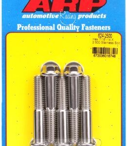 "7/16"" 14 x 2.500 hex 1/2 wrenching ss bolts" (5pcs)