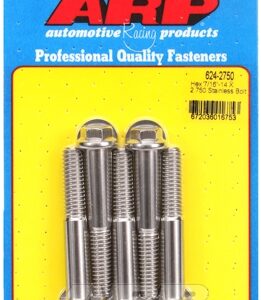 "7/16"" 14 x 2.750 hex 1/2 wrenching ss bolts" (5pcs)