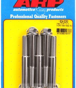 "7/16"" 14 x 3.250 hex 1/2 wrenching ss bolts" (5pcs)