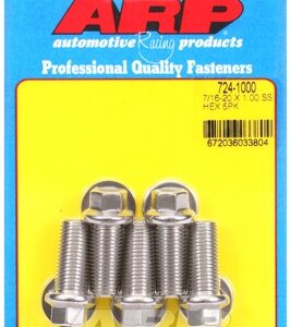 "7/16"" 20 x 1.000 hex ss bolts" (5pcs)