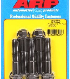 "7/16"" 20 x 2.000 hex black oxide bolts" (5pcs)