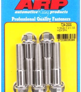 "7/16"" 20 x 2.000 hex ss bolts" (5pcs)