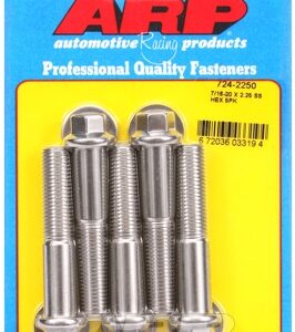 "7/16"" 20 x 2.250 hex ss bolts" (5pcs)