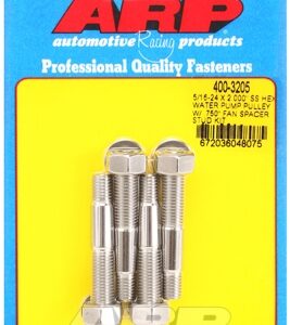 arp 5/16 24x2.000 ss hex wp pulley w/ .750" fan spcr stud