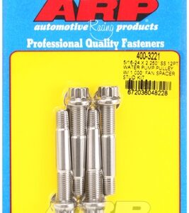 arp 5/16 24x2.250 ss 12pt wp pulley w/ 1.000" fan spcr stud