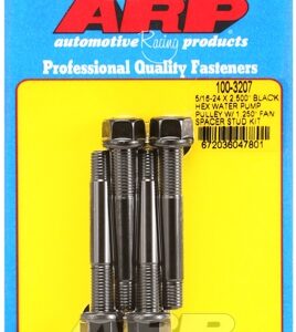 arp 5/16 24x2.500 black hex wp pulley w/1.250" fan spcr stud