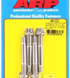 arp 5/16 24x2.500 ss 12pt wp pulley w/ 1.250" fan spcr stud