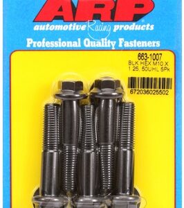 arp m10 x 1.25 x 50 hex black oxide bolts (5pcs)