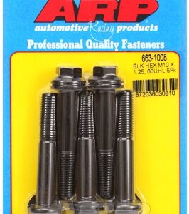 arp m10 x 1.25 x 60 hex black oxide bolts (5pcs)