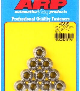 arp m8 x 1.00 (m10 wr) ss 12pt nut kit