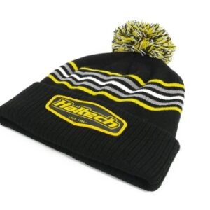haltech stripe beanie with pom pom