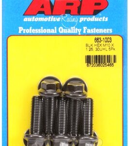 m10 x 1.25 x 30 hex black oxide bolts (5pcs)